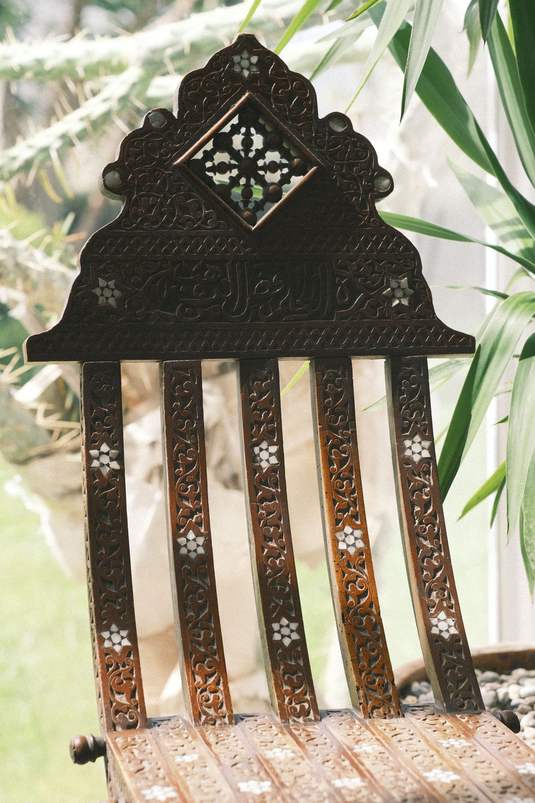 Peacock Accent Chair with intricate carved back