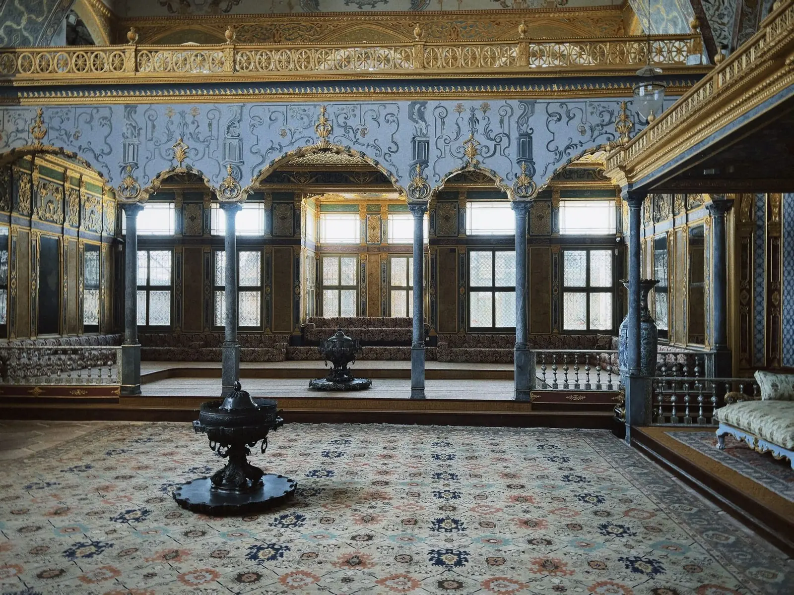 Cinematic heritage room with crafted wooden furniture